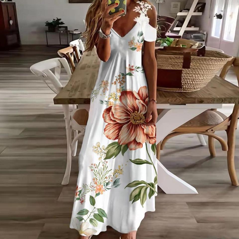 Robe De Soirée Fleurie Multicolore - Col V Et Bas Ajusté - Taille XS - Marque Charlotte Russe - Neuf Avec étiquette